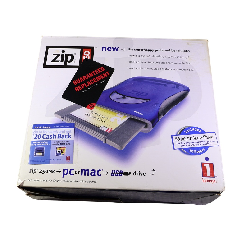 Iomega Zip 250MB USB Drive Blue Retro External Storage PC Mac